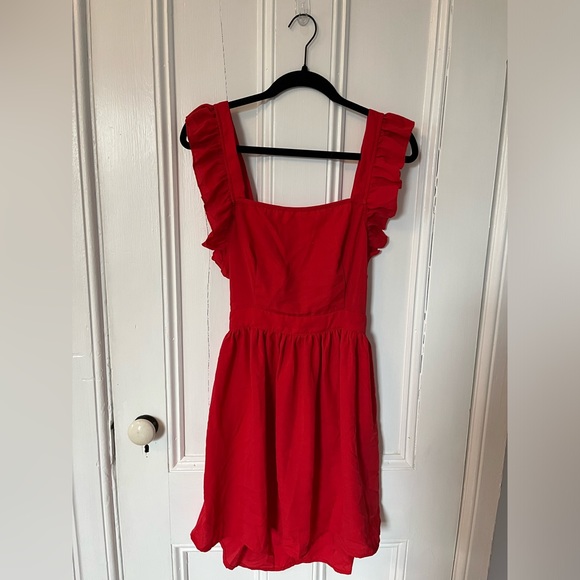Red Ruffled Dress - Picture 3 of 5